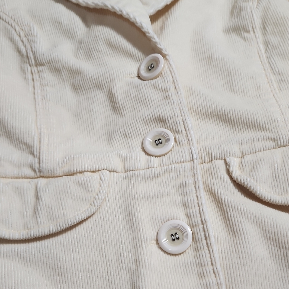 Tulle Cream Corduroy Button-Front Blazer - Picture 6 of 11